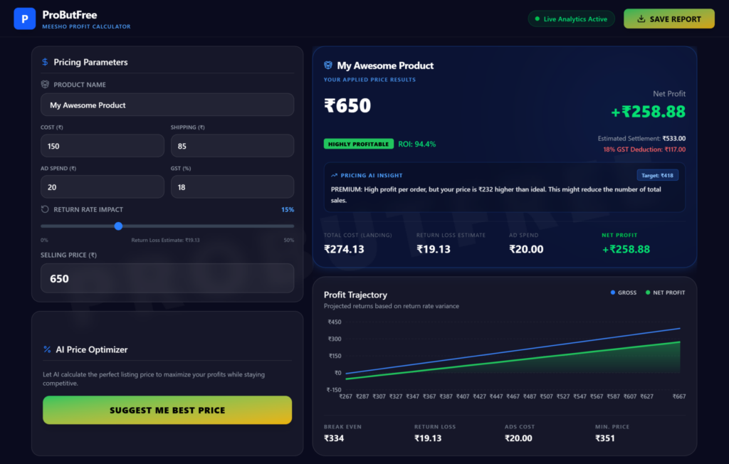 ProButFree_Meesho_Profit_Calculator